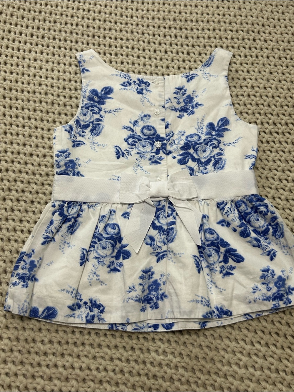 Janie and Jack White Tank Top with Blue Floral Peplum